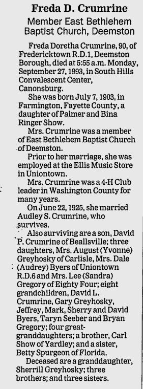 Freda D. Crumrine